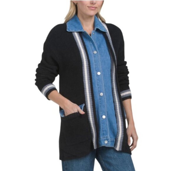 NVLT Mixed Media Collared Cardigan